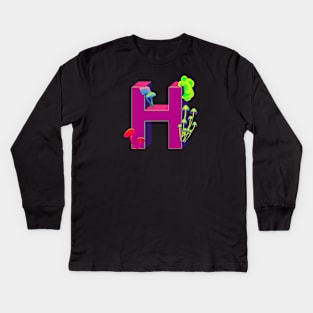 Monogram H neon Kids Long Sleeve T-Shirt